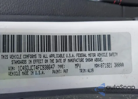 2015 Dodge Durango R/T из США, поврежденный, VIN 1C4SDJCT4FC938647